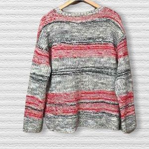 Cynthia Rowley Striped Red and Gray Knit Sweater Cotton Wool Mohair Blend Size M